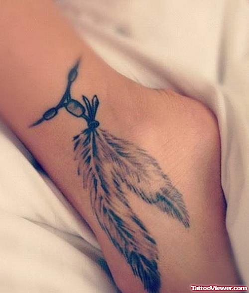 Ankle Feather Tattoos