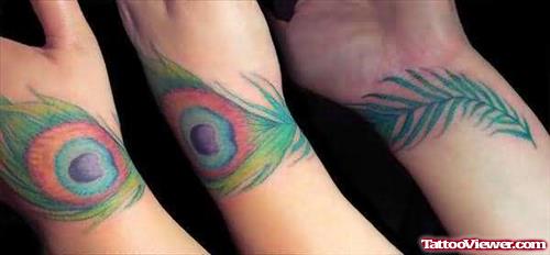 Peacock Feather Tattoos On Hands