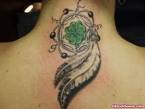 Large Feather Tattoo On Back