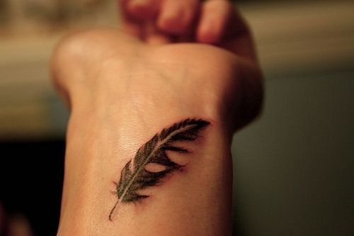 Wrist Feather Tattoo