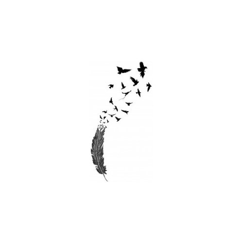 Birds Flying And Feather Tattoo Design