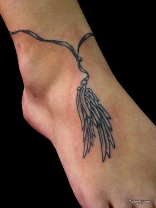 Angel Feather Tattoo On ankle