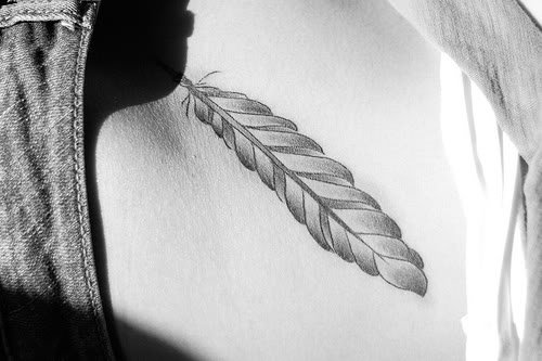 Latest Grey Ink Feather Tattoo