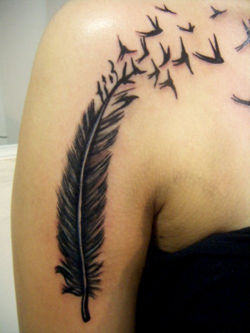 Half Sleeve Feather Tattoo