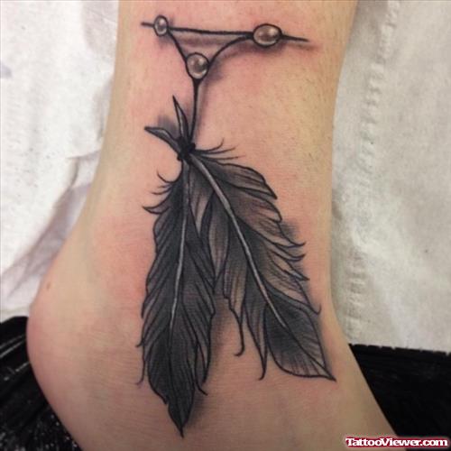 feathers rope tattoo on ankle