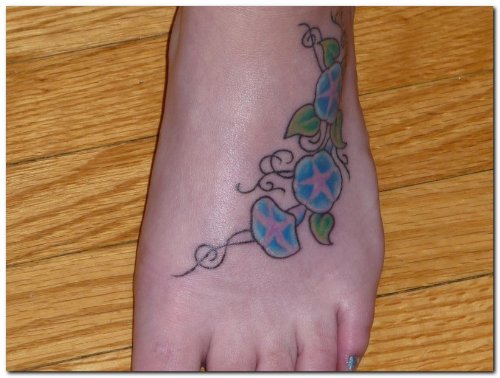 Blue Flower Feet Tattoo
