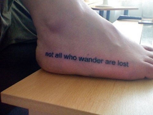 Awful Lettering Foot Tattoo