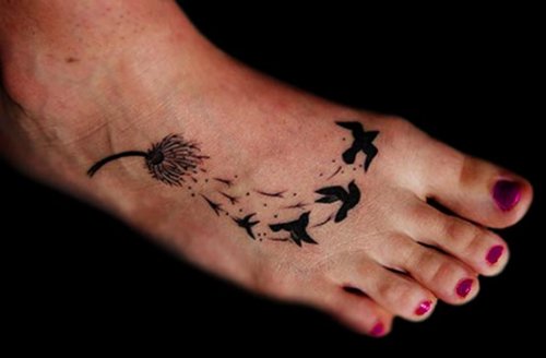 Feather And Birds Tattoo On Foot  Tattoo Designs Tattoo Pictures