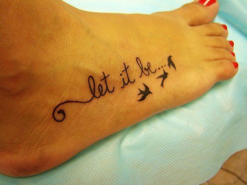 Awesome Let It Be Feet Tattoo For Girls