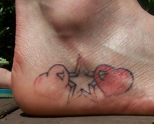 Hearts and Star Feet Tattoo