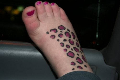 Color Ink Leopard Print Feet Tattoo