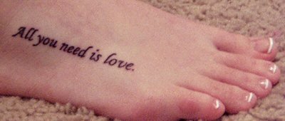 All You Need Is Love Feet Tattoo