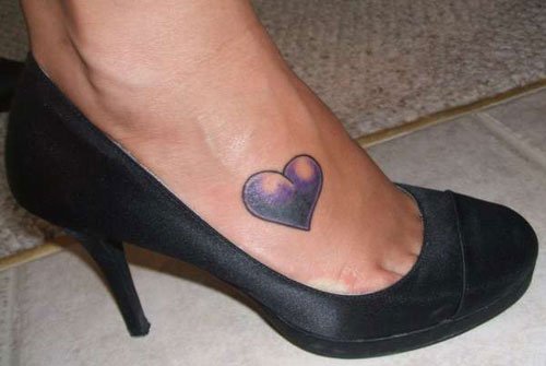 Purple Heart Feet Tattoo For Girls