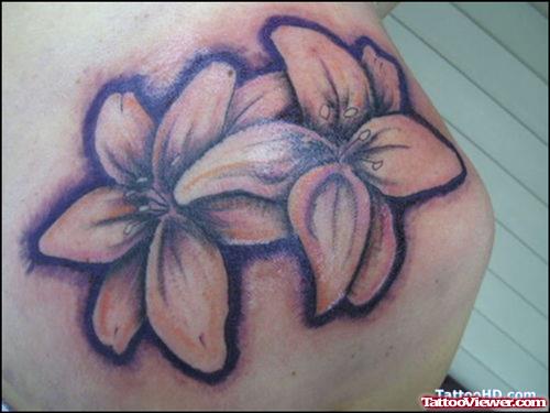 Grey Ink Lily Flowers Feminine Tattoo