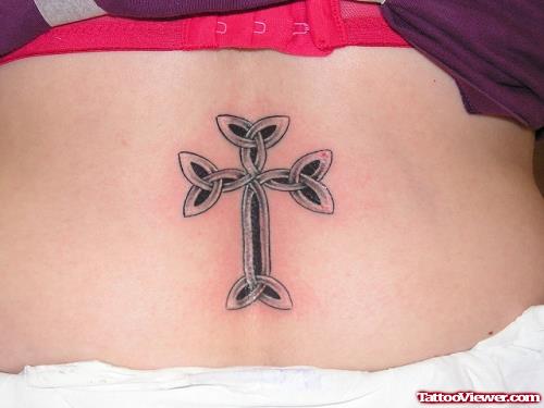 Celtic Cross Feminine Tattoo On Lowerback