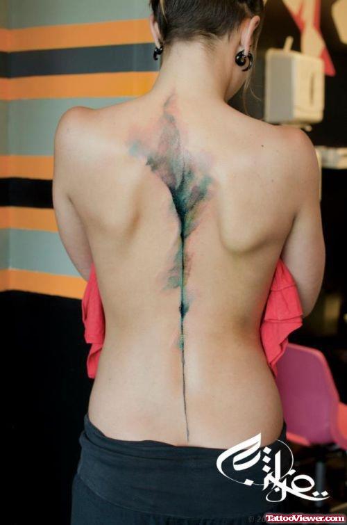 Abstract Feminine Tattoo On Back