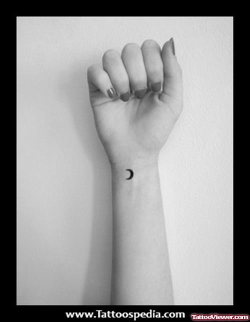 Tiny Black Moon Feminine Tattoo On Wrist