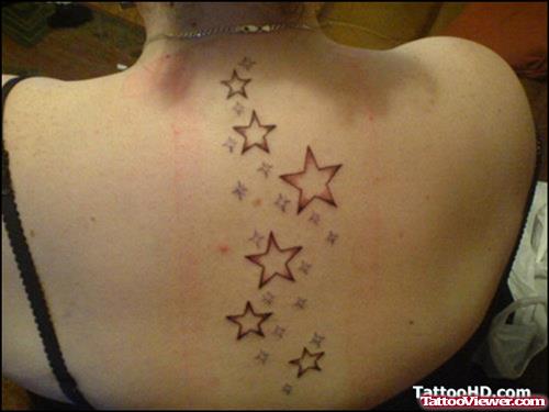 Feminine Stars Tattoos On Back