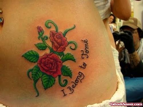 Red Rose Flowers Feminine Tattoos