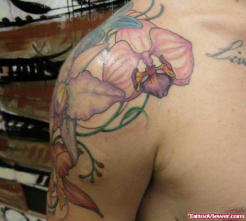 Grey Ink Flowers Feminine Tattoo