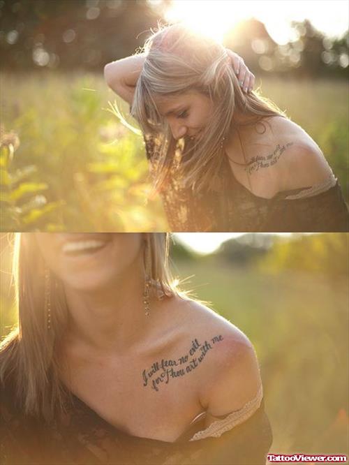 Feminine Quote Left Shoulder Tattoo