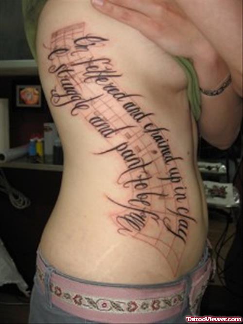Lettering Feminie Tattoo On Side