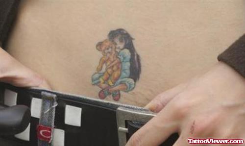 Girl With Teddy Feminine Tattoo