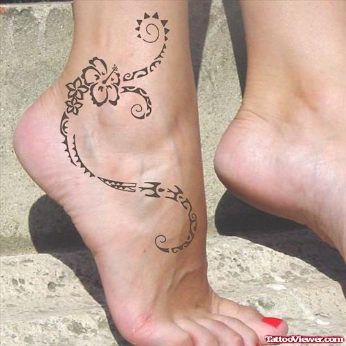 Feminine Tattoo on Girl Ankle