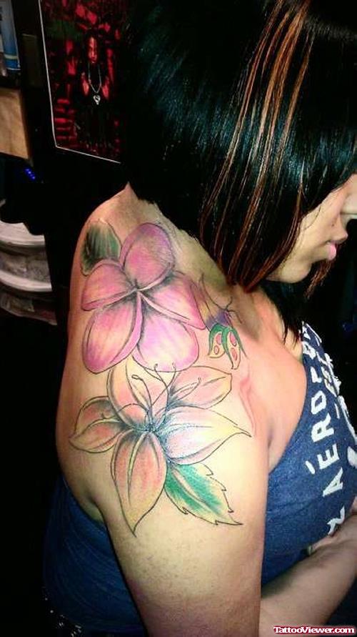 Colored Flowers Feminine Tattoo On Right Half Sleeve