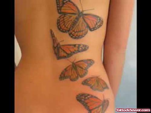 Butterflies Feminine Tattoo On Back