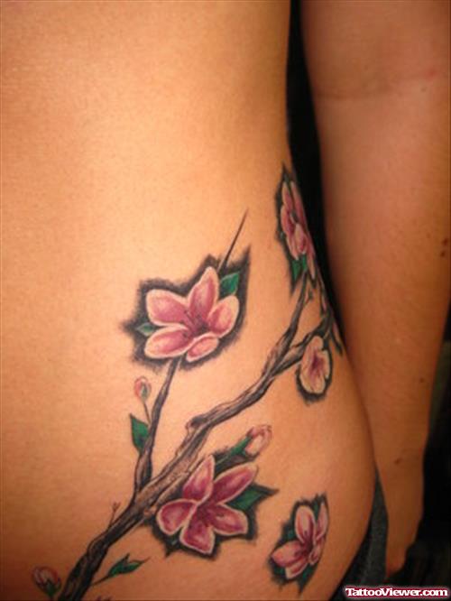 Color Flowers Feminine Tattoo