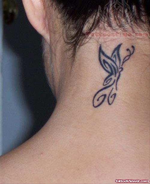 Feminine Butterfly Tattoo On Back