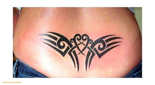 Awesome Tribal Feminine Tattoo On Lowerback