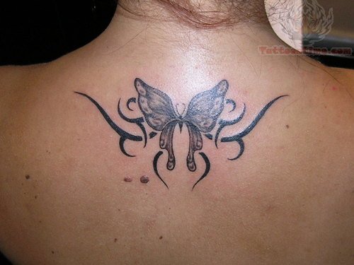 Tribal Feminine Tattoo On Back