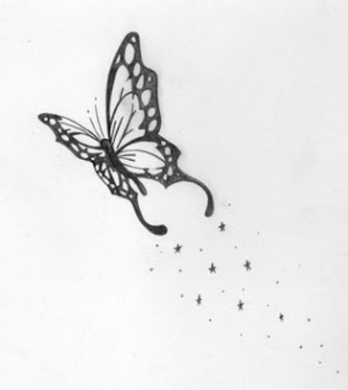 Flying Butterfly Feminine Tattoo Design