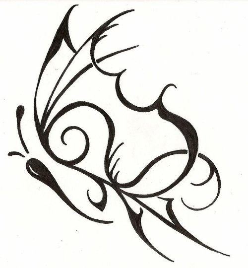 Tribal Butterfly Feminine Tattoo Design