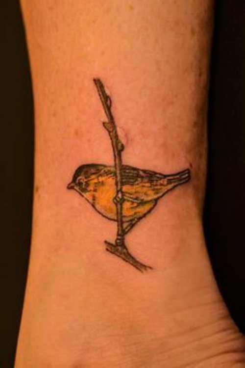 Sparrow Bird Feminine Tattoo On Ankle