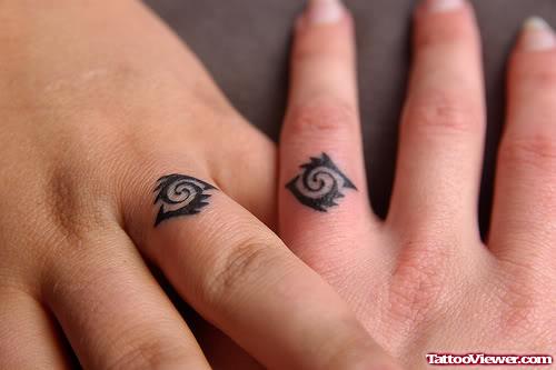 Black Tribal Finger Tattoos
