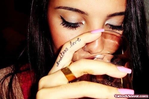 Awesome Endless Love Finger Tattoo For Girls