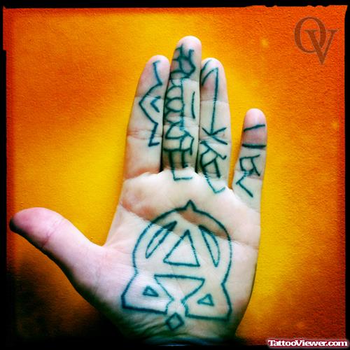 Palmand Finger Tattoo On Hand