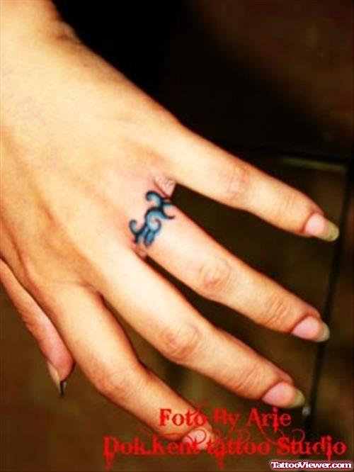 Tribal Finger Ring Tattoo For Girls