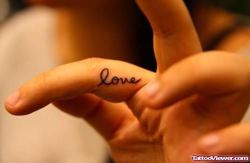 Love Word Finger Tattoo
