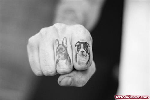 Dog Portraits Finger Tattoos