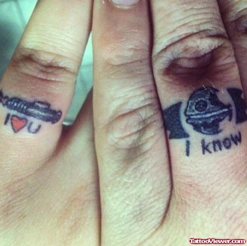 Cute Love Rings Finger Tattoo