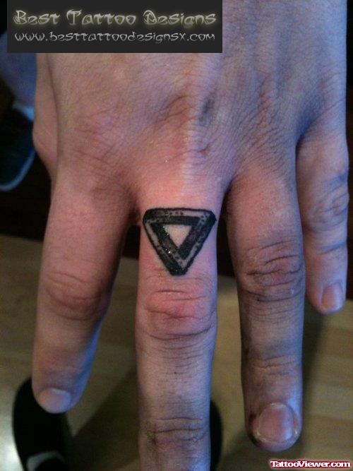 Grey Ink Triangle Finger Tattoo