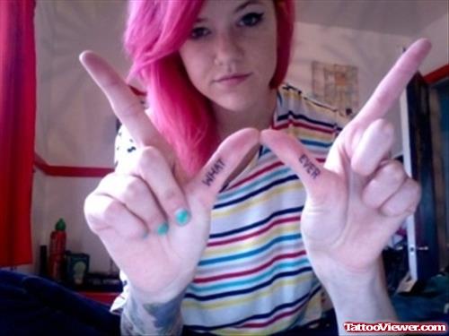 Girl With What Ever Finger Tattoos