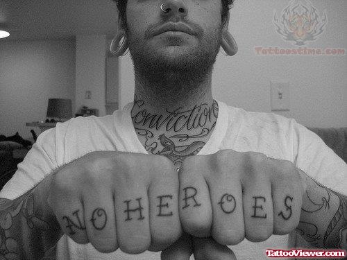 No Heroes Tattoos On Fingers