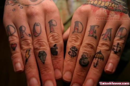 Drop Dead Tattoo On Finger