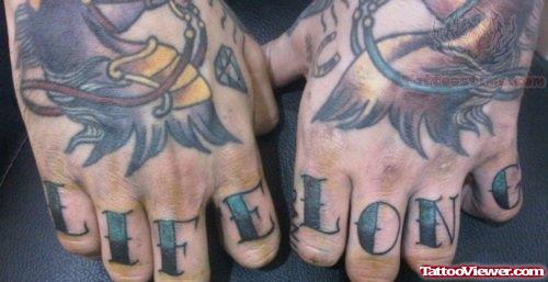 Life Long Tattoo On Fingers