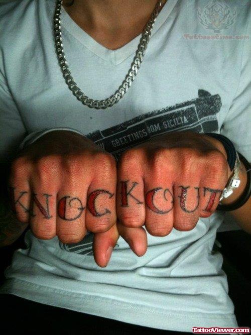Knock Out Tattoo On Fingers